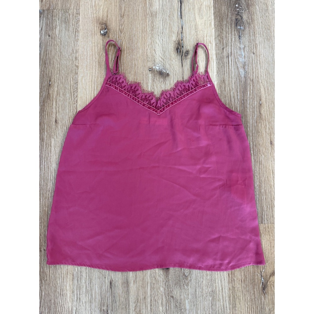Abercrombie & Fitch Camisole Women Size S Berry Pink Lace Trim Satin Coquette